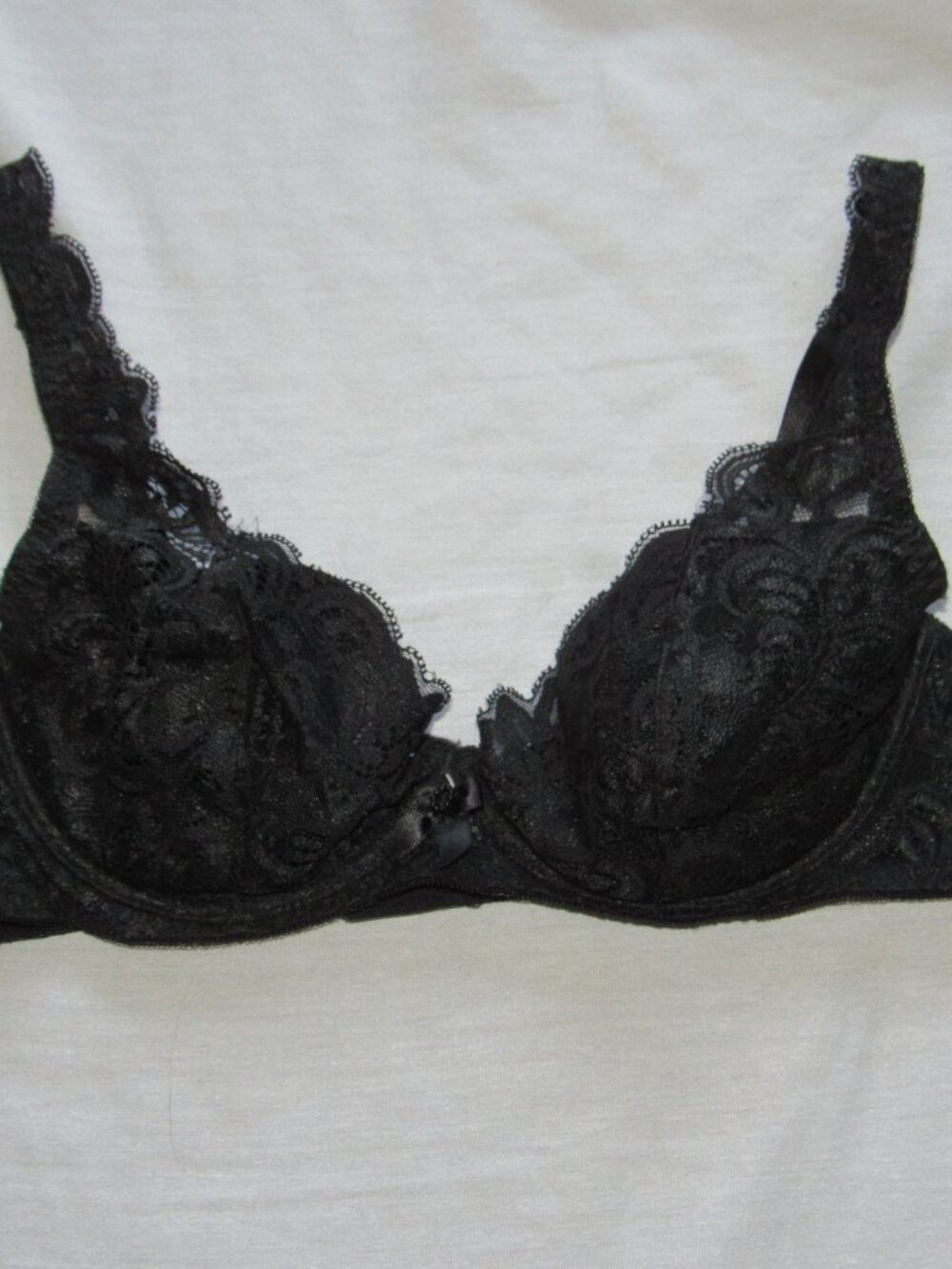 Vintage Gossard Black Lace Demi Underwire Bra sz UK 34B